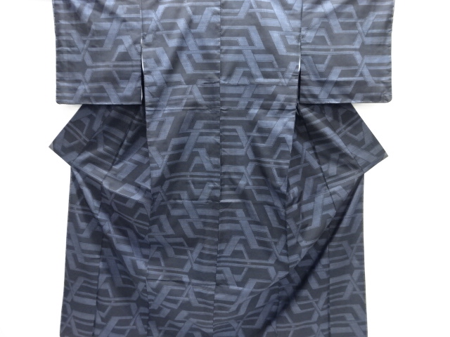 大特価品　未使用品　幾何学模様織り出し本場泥大島紬着物(5マルキ)